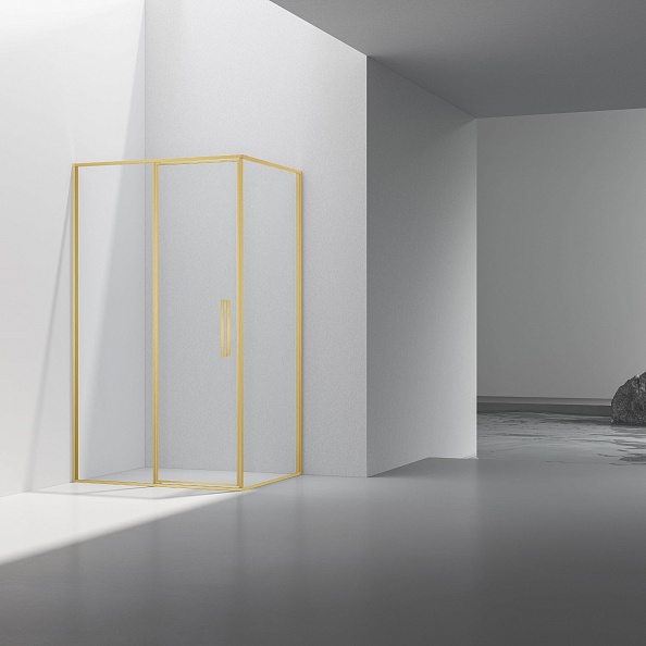 Душевой уголок Vincea Slim 8mm (VSR-4SLP9012CLG) 1200х900 мм, брашированное золото, стекло прозрачное