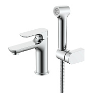 Смеситель Raglo R03.12 для раковины с гигиеническим душем монолитный, хром