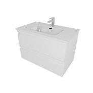 AQ77080-MW Комплект мебели:Тумба 80 см ВЕГА с раковиной AQ0480-00, 2 ящика,цвет белый мат