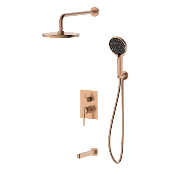 Душевая система для ванны и душа DQ Bonn встраиваемая с изливом браш.роз.золото (DA1705633)
