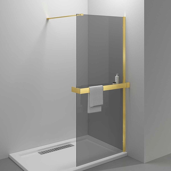 Душевая перегородка Vincea Walk-In HR (VSW-4HR900CGG) 900х2000 мм, брашированное золото, стекло тонированное