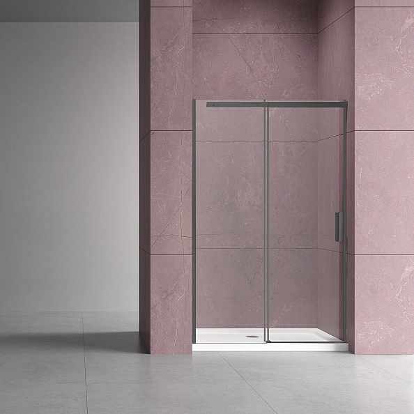 Душевая дверь Vincea Dice (VDS-4D130CLGM) 1300х2000 мм, вороненая сталь, стекло прозрачное