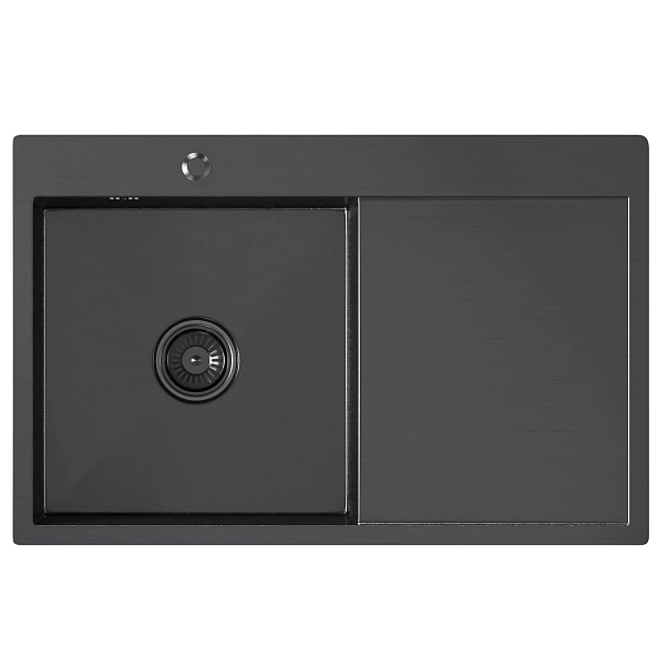 Мойка настол.монтаж 78х50 (3,0) лев. вып 3 1/2  MIXLINE PRO 20см с сифоном (черный графит)