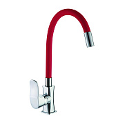 Смеситель для кухни с гибким изливом D-Lin D155318-4, хром/красный