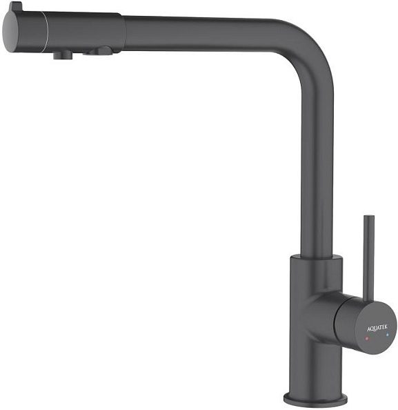 Смеситель для кухни AQUATEK ЕВРОПА, с подключением к фильтру питьевой воды, матовый черный AQ1386MB