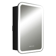 Зеркало-шкаф Silver Mirrors Фиджи BLACK 60 - 4.2 левый (часы, ТХ, сенсорный выключатель)