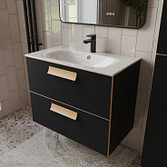 Тумба с раковиной подвесная (80см) Terminus Noto NOT10802099901O, черный soft touch