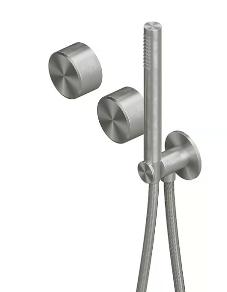 Смеситель для душа Quadro design Stereo, на 2 потребителя, сталь брашированная (16 68 AS)