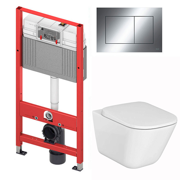 Комплект инсталляция и унитаз подвесной безободковый Tece Base 2.0 The Gap, белый (9400412R2)