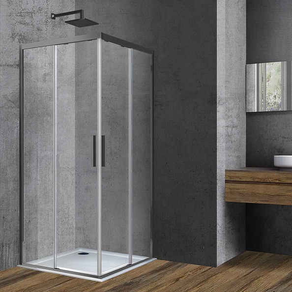 Душевой уголок Vincea Soft (VSS-3SO900CLGM) 900х900 мм, вороненая сталь, стекло прозрачное