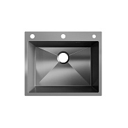 Кухонная мойка Ulgran Steel 600х500, черная брашированная сталь