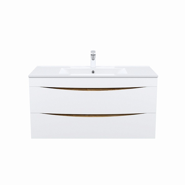 Тумба с умывальником IDDIS подвесная 100 см белая/золотистый дуб Cloud (CLO10Y0i95K)