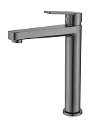 AQ1704BGM ЛУГАНО смеситель для раковины высокий 217, без донного клапана, оружейная сталь