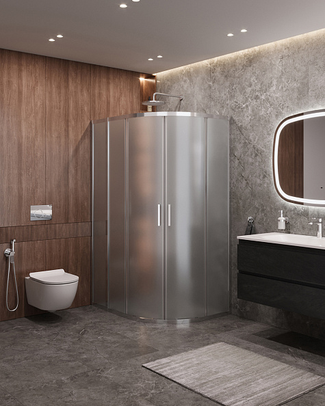 Душевой уголок Cezares Molveno 110x80x195 мм, полукруглый, хром (MOLVENO-RH-2-110/80-P-Cr)