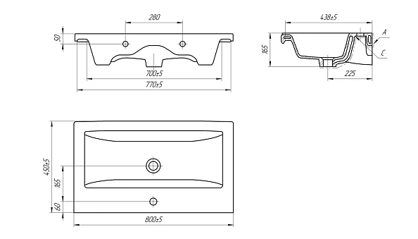 Раковина Cersanit Como S-UM-COM80/1, 80 см