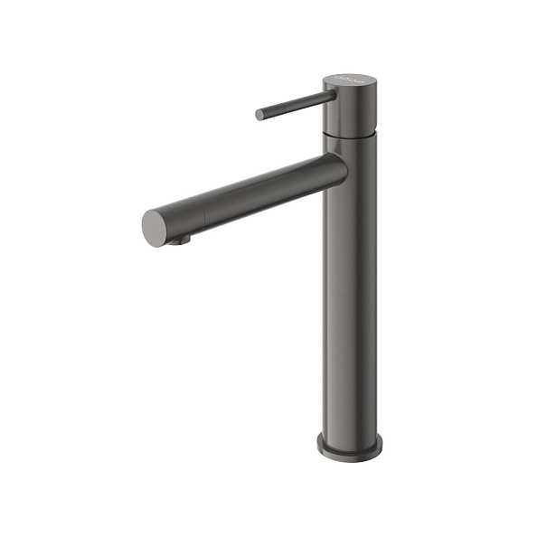 Смеситель для накладной раковины без донного клапана Cezares Relax, оружейная сталь (RELAX-LC2-GM-W0)