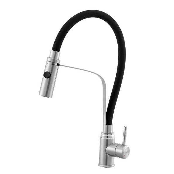 Смеситель для кухни с гибким изливом и режимом "душ" Knotlor SS-07, сатин