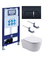 SET AQUATEK ЕВРОПА New-045 4в1 (рама AQUATEK INS-0000025 +крепление KKI-0000002 +кнопка KDI-0000045 +унитаз AQ1106L-00 +тонкое сиденье с механиз)