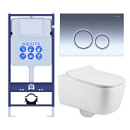 SET AQUATEK ЛУГАНО-018 4в1 (рама AQUATEK Standard INS-0000012+ кркпеж KKI-0000002+клавиша KDI-0000018+унитаз ЛУГАНО AQ2002-00 с тонким сиденьем soft-c