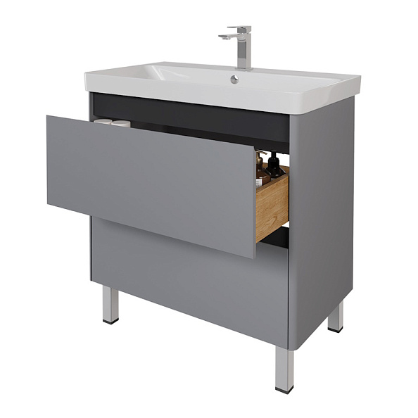 Тумба под раковину подвесная/напольная Dreja Luxury Plus 80 см, серый базальт