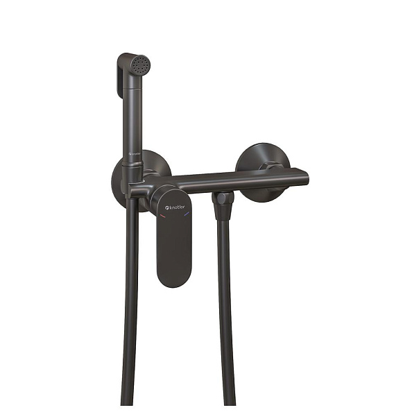 Гигиенический душ со смесителем Knotlor FHS01S0GM, вороненая сталь