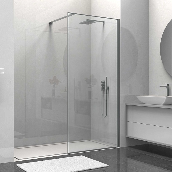 Душевая перегородка Vincea Walk-In (VSW-1HS800CLGM) 800х2000 мм, вороненая сталь, стекло прозрачное