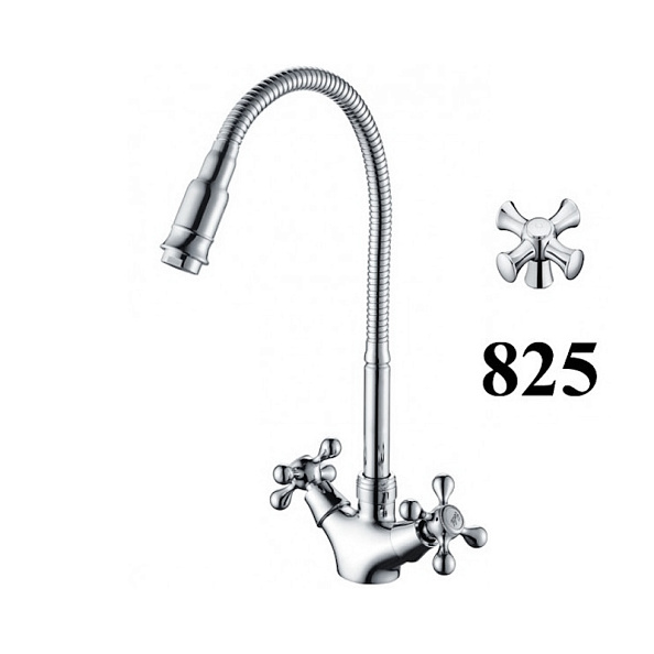 Смеситель для кухни с гибким изливом D-Lin D153825-Q, хром
