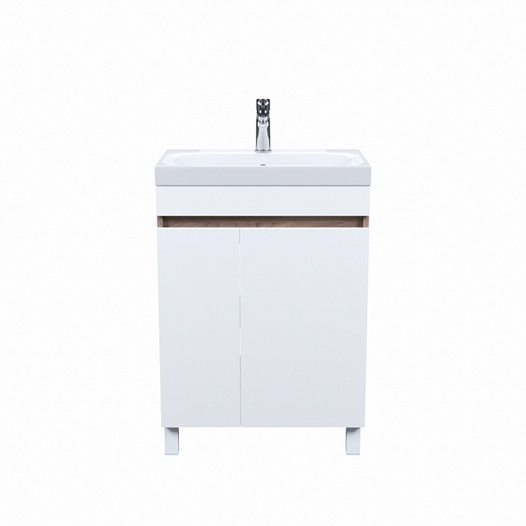 Тумба с умывальником IDDIS напольная с дверцами 60 см белая/под дерево Zodiac (ZOD6ADFi95K)