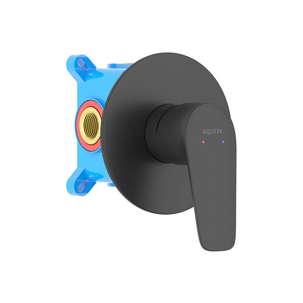 Смеситель для душа AQUATEK БЕТТА, внешняя и скрытая часть, матовый черный AQ1166MB
