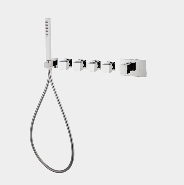 Смеситель для душа Fima Carlo Frattini Fimatherm, на 4 потребителя, черный матовый (F3968X4NS)