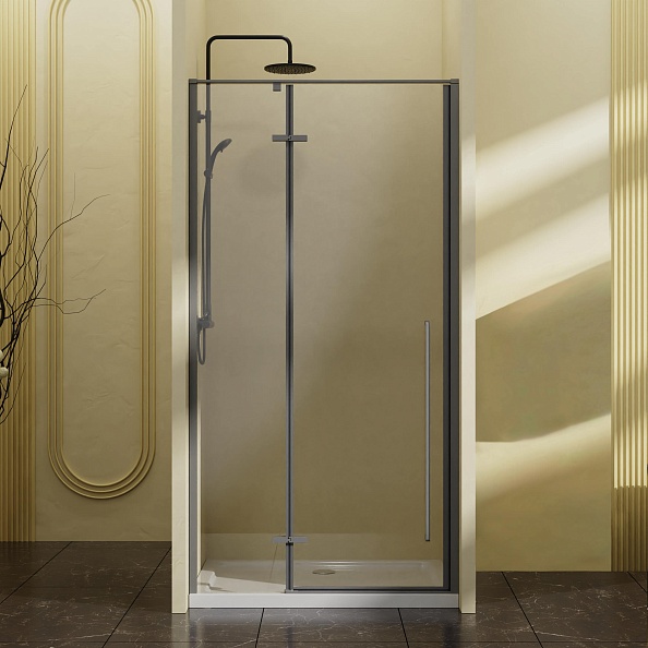 Душевая дверь Vincea Slim-N (VDPH-5SN100CLGM) 1000х1950 мм, вороненая сталь, стекло прозрачное