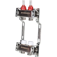 Коллектор Rommer 1"x3/4" на 2 контура с расходомерами (нерж. сталь) (RMS-1200-000002)