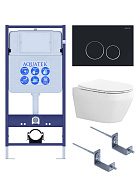 SET AQUATEK ЛЕЯ Т (рама AQUATEK Standard INS-0000012, клавиша KDI-0000020 ,KKI-0000002 крепёж+унитаз ЛЕЯ AQ1199T-00 с тонким сиденьем soft-close