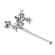 Смеситель ESKO "Astana" для ванны, изл 350мм, с акс, нерж.сталь (AA31)