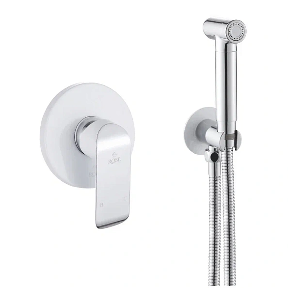 Гигиенический душ со смесителем Rose R2105F, белый/хром