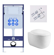 Set AQUATEK АЛЬТАИР (рама AQUATEK Standard INS-0000012 с звукоиз.прокладкой+крепеж KKI-0000002+кнопкаKDI-0000011+унитаз АЛЬТАИР AQ1980-00 с крышкой