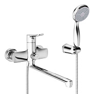 LM0851C "SELENA" Смеситель универсальный с плоским изливом 300 мм, дивертор с кер. пластинами, хром