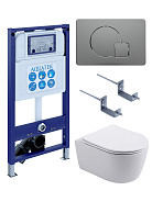 SET AQUATEK ЕВРОПА New-070 4в1 (рама AQUATEK INS-0000025 +крепление KKI-0000002 +кнопка KDI-0000070 +унитаз AQ1106L-00 +тонкое сиденье с механиз)