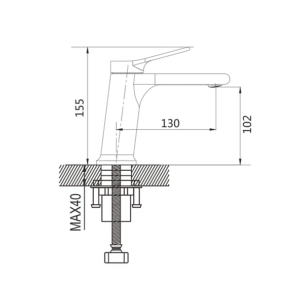 Смеситель для раковины Shevanik S8301T, оружейная сталь