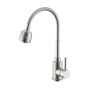 Смеситель Splenka S201.47.05 для кухни 2-х режимный гибкий поворотный излив, сатин