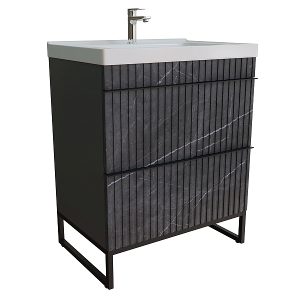 Тумба для ванной MIXLINE "Окленд -70" Графит Мрамор под ум. Грэйс- 70 ЛОФТ (551729)