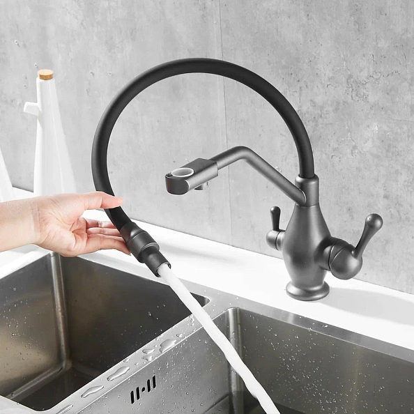 Смеситель для кухни Rose R858Y, пепельный