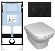 E21747RU-BL Унитаз c инсталляцией Vox, сиденье тонкое микролифт, панель для двойного смыва, матовый черный (E36495-NF+E36496-BL+EDM102+E20142)