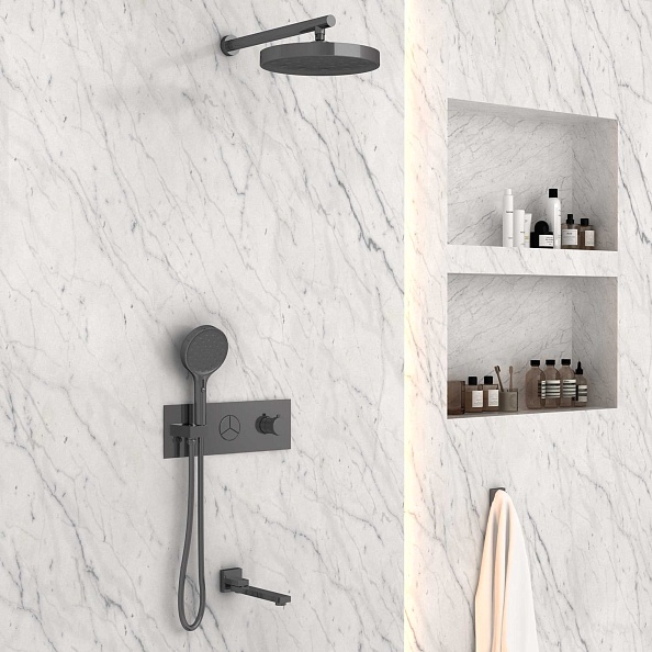 Душевой комплект Vincea VSFW-432TI2GM встраиваемый, вороненая сталь