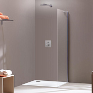 400623.092.321 AURA Боковая стенка 900*2000мм профиль глянцевый хром, стекло прозрачное (монтаж на душ поддонах)