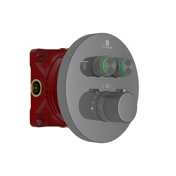 Встраиваемый смеситель для душа Vincea VSCV-322T-MGM двухфункциональный, термостатический, вороненая сталь