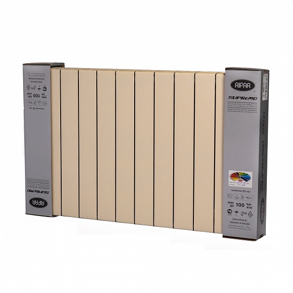 Биметаллический радиатор Rifar Supremo 500, 12 секций, Айвори