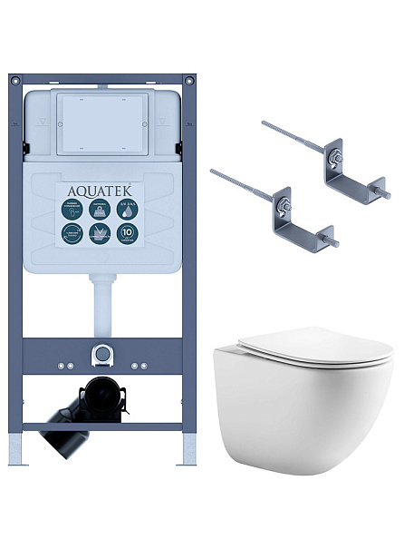 SET AQUATEK ГЕЛИОС INSP01 (рама AQUATEK INSP-0000001+крепление KKI-0000002 +унитаз AQ1993T-00 ГЕЛИОС + с тонким сиденьем soft-close