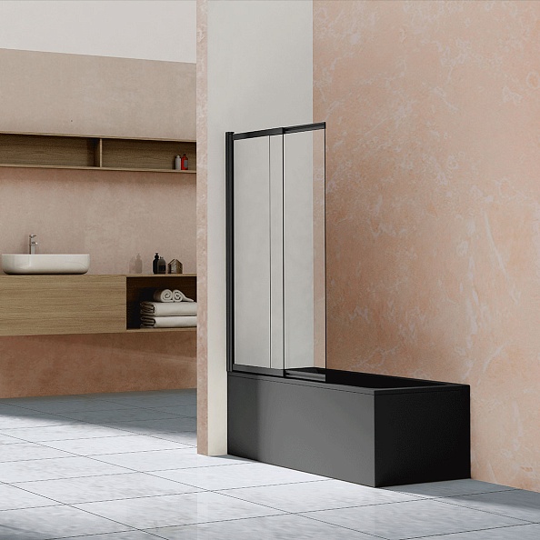 Стеклянная шторка на ванну Vincea 1000х1450 мм, стекло прозрачное, каркас матовый черный (VSB-1E100CLB)