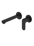 AQ1913MB АЛЬФА смеситель для раковины настенный (внешняя и скрытая часть), матовый черный